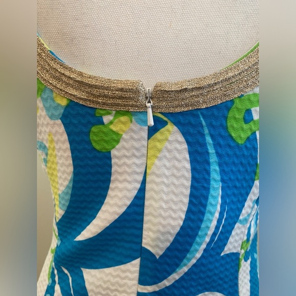 Lilly Pulitzer Janice Resort White Crystal Cost Shift Gold Dress Size 4 - Picture 4 of 11